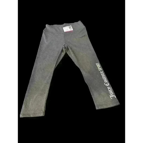 NWT Juicy Couture Sport Flex Logo CROP Women's LARGE Heather Gray Leggings - Picture 2 of 8